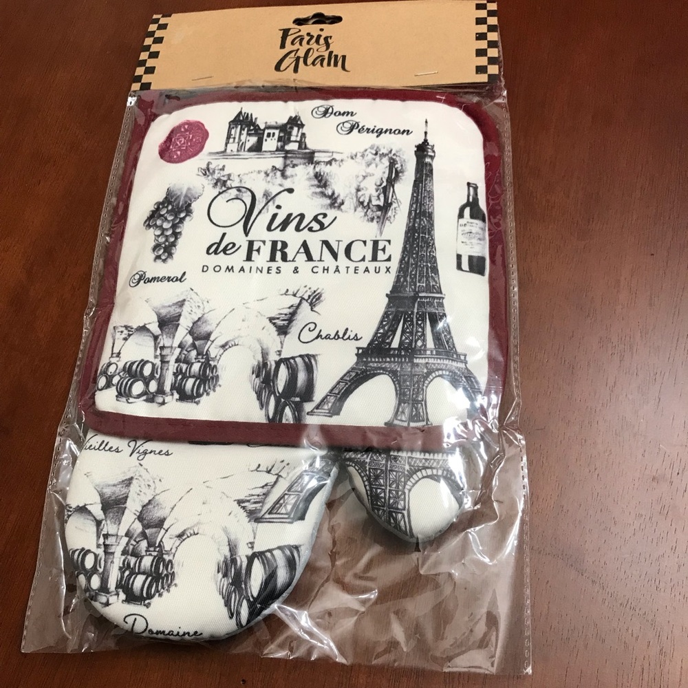 Paris Glam Oven Mitt & Potholder Set